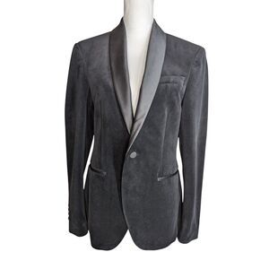 Zara Blazer Black Velvet Satin Lapel Slim Fit Tuxedo Dinner Jacket Sz 36 Small